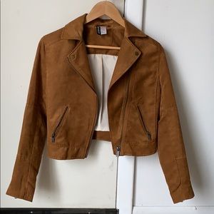 Brown suede biker style jacket
